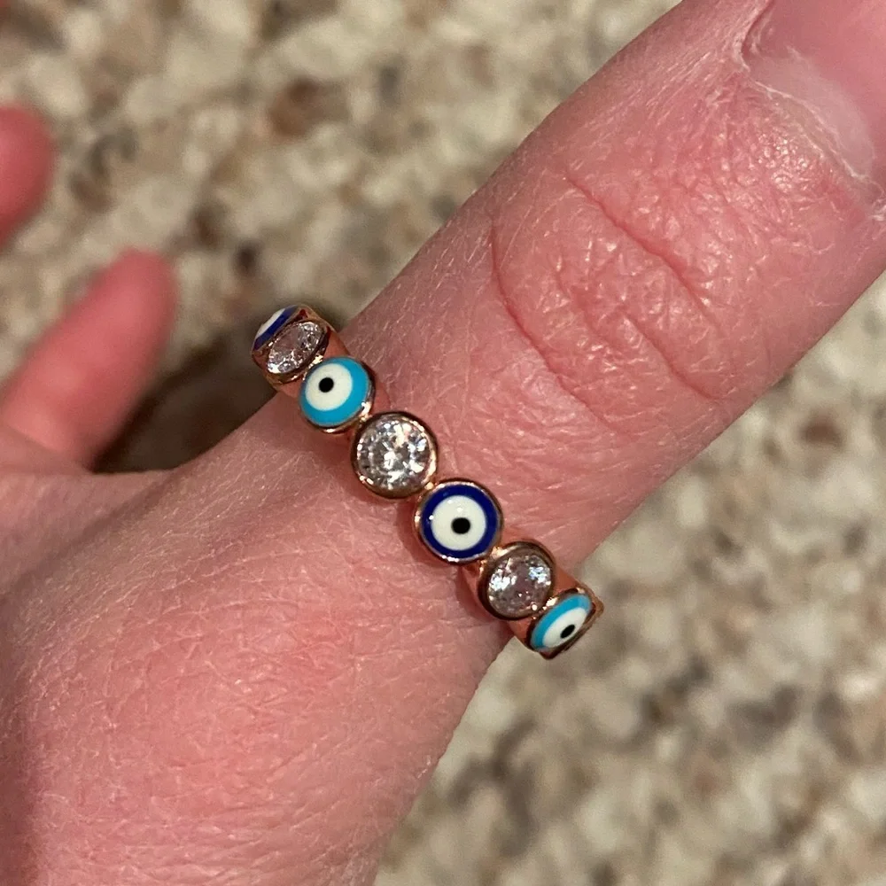 Rose Gold Evil Eye Ring from Greece - Picture 1 of 1